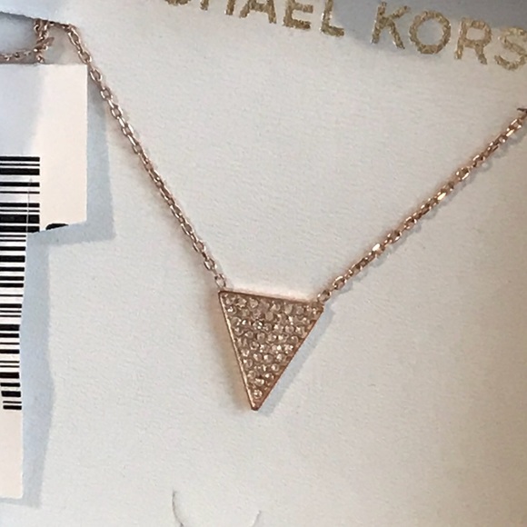 🆕 Michael Kors Rose Gold Triangle Pave - Picture 3 of 5